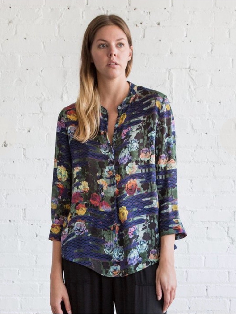 Raquel Allegra Rainbow Forrest Henley Top